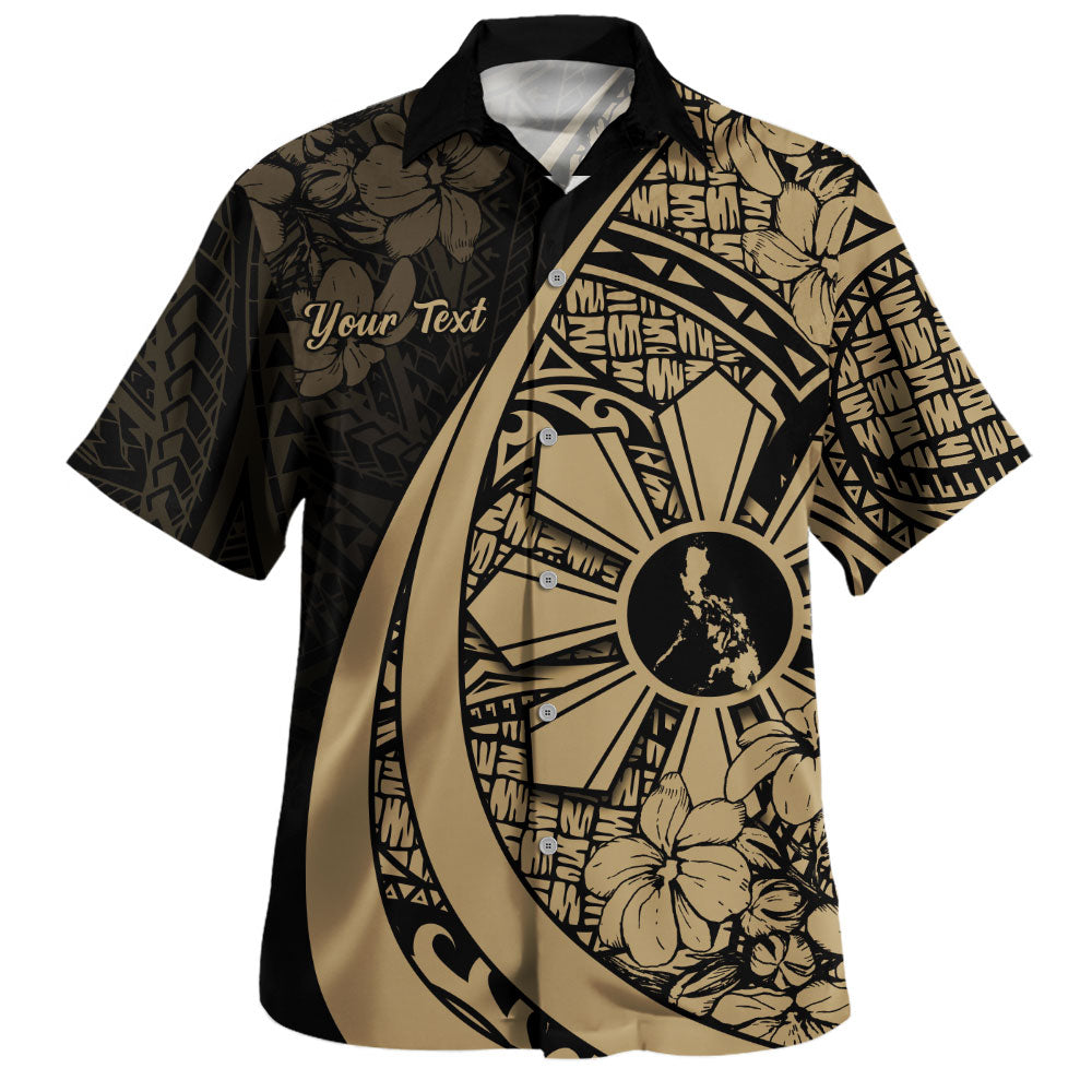 Philippines Filipinos Hawaiian Shirt National Sampaguita Flower Symbols Style Gold Short Sleeve Shirt