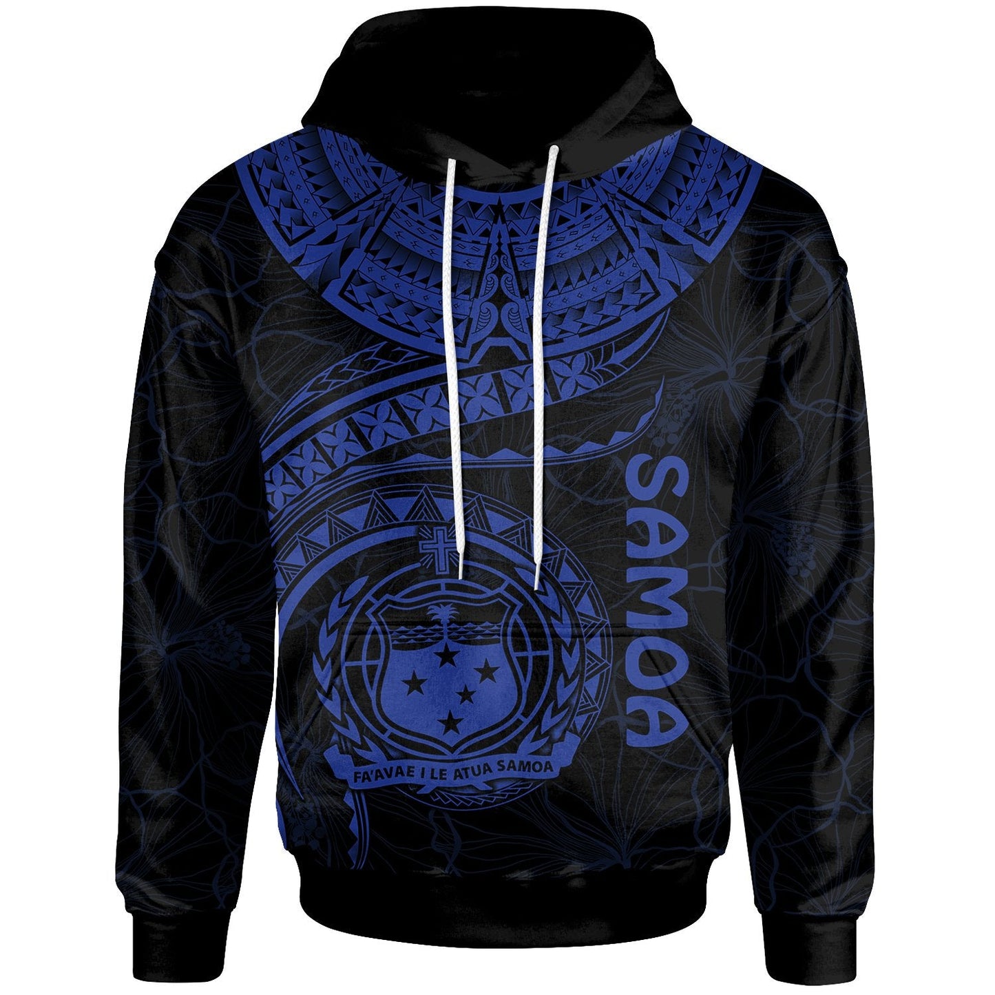 Polynesian Samoa Hoodie Samoan Waves (Blue)