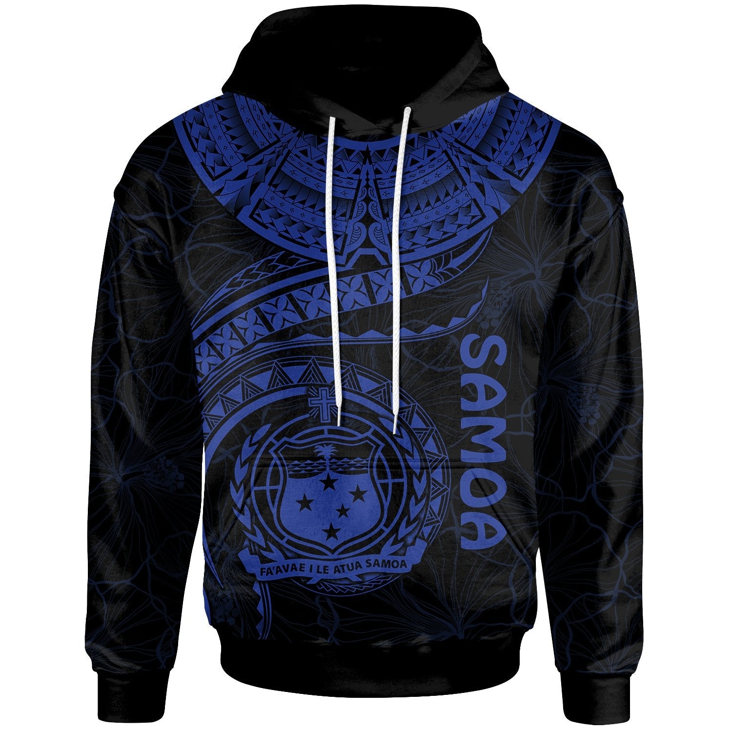 Polynesian Samoa Hoodie Samoan Waves (Blue)