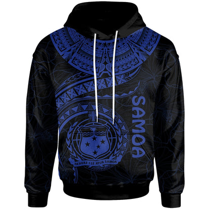 Polynesian Samoa Hoodie Samoan Waves (Blue)