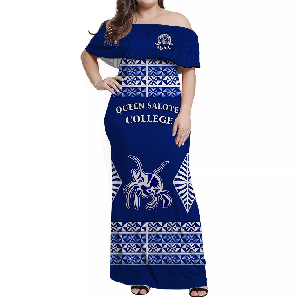 Queen Salote College Off Shoulder Long Dress Tonga Pattern