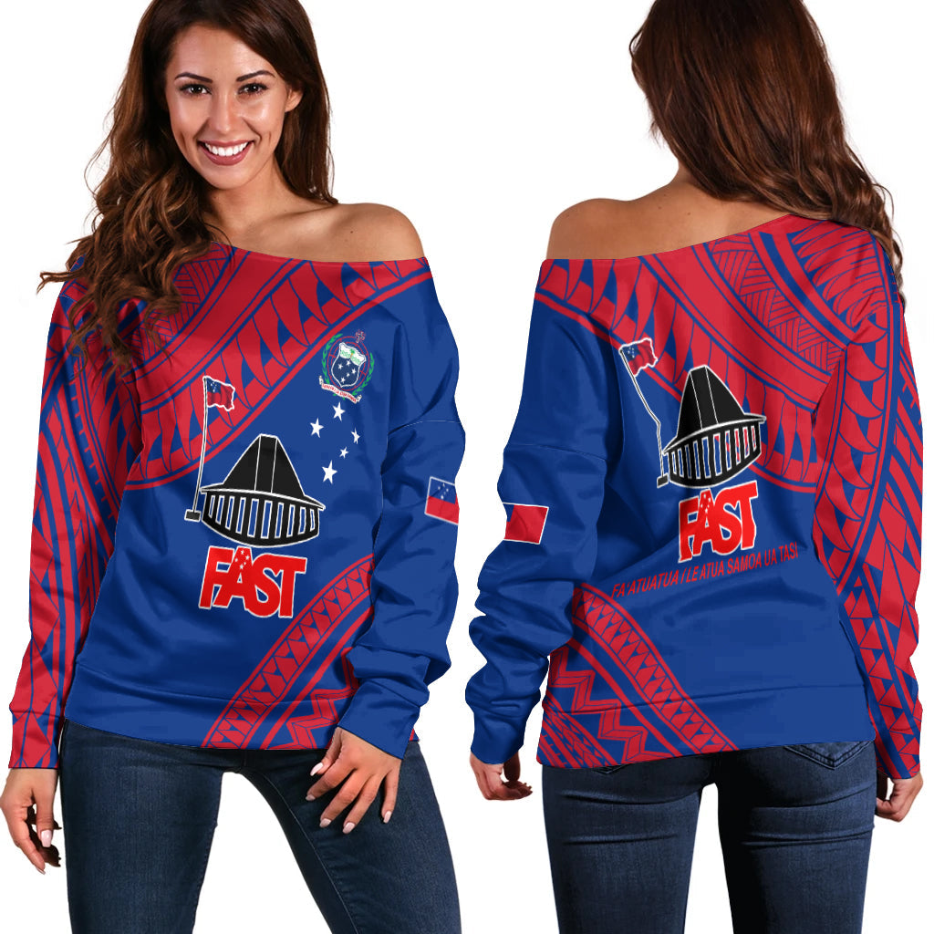 F.A.S.T Samoa Women Off Shoulder Sweater Samoan Pattern