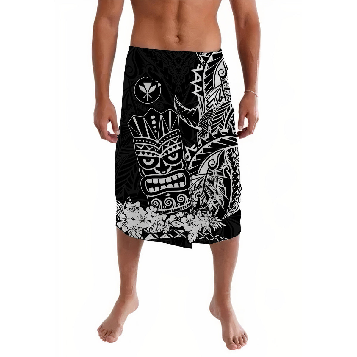 Hawaii Polynesian Lavalava Black Tiki Masks Hawaiian