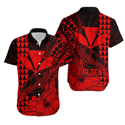 Custom Personalised Kakau Polynesian Tribal Hawaiian Turtle with Kanaka Maoli Red Hawaiian Shirt