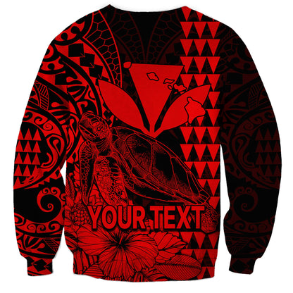 Custom Personalised Kakau Polynesian Tribal Hawaiian Turtle with Kanaka Maoli Red Sweatshirt
