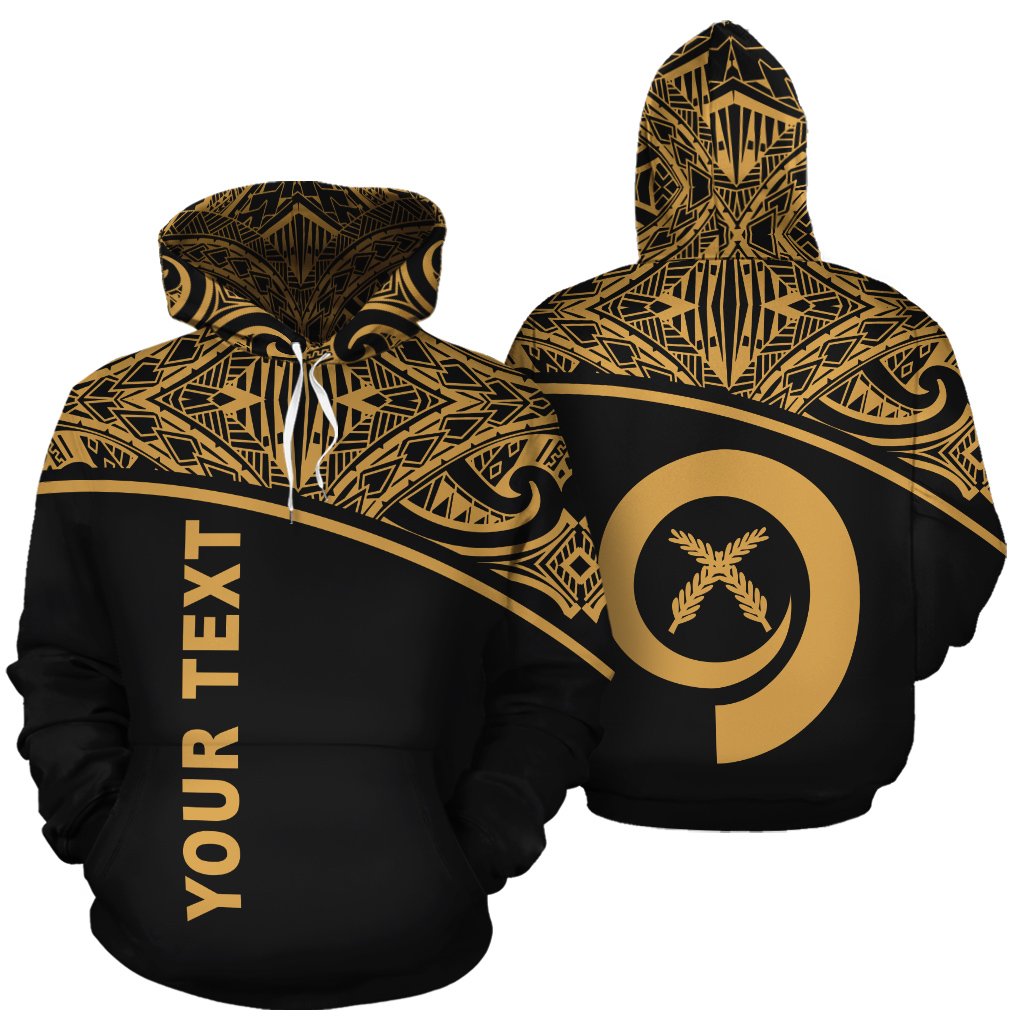 Custom Text Vanuatu Polynesian Personalised Custom Hoodie Gold Curve