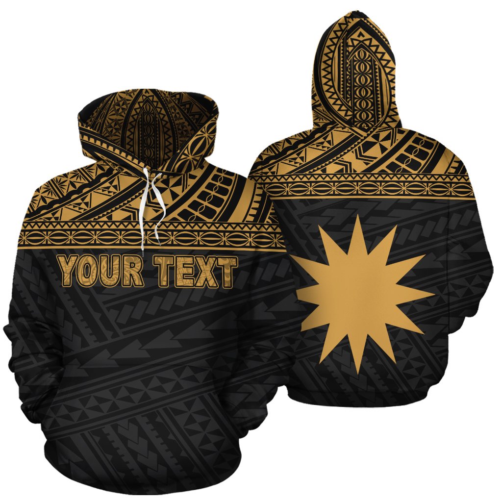 Custom Text Nauru Polynesian Personalised Custom Hoodie Gold