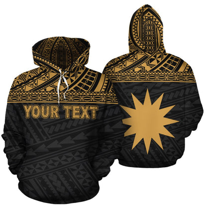 Custom Text Nauru Polynesian Personalised Custom Hoodie Gold