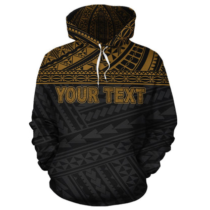 Custom Text Samoa Polynesian Hoodie Personalise Samoa Coat Of Arms  Yellow Style Zip Up Hoodie
