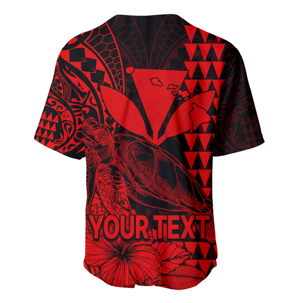 (Custom Personalised) Kakau Polynesian Tribal Hawaiian Turtle with Kanaka Maoli Red Baseball Jersey