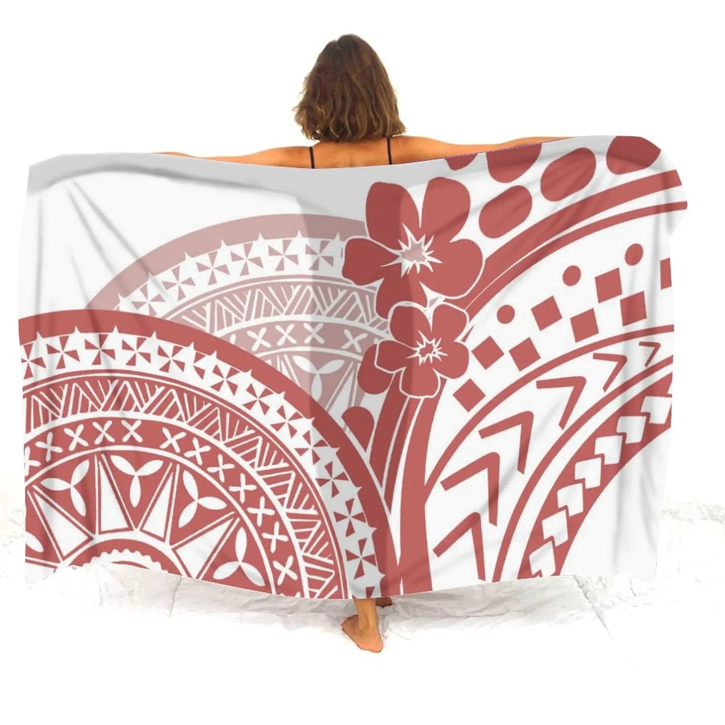 Tropical Flower Patterns Printed White Women's Sarong Beach