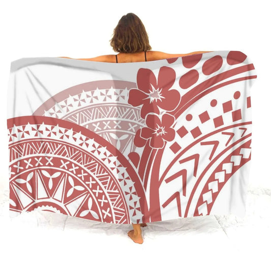 Tropical Flower Patterns Printed White Women's Sarong Beach