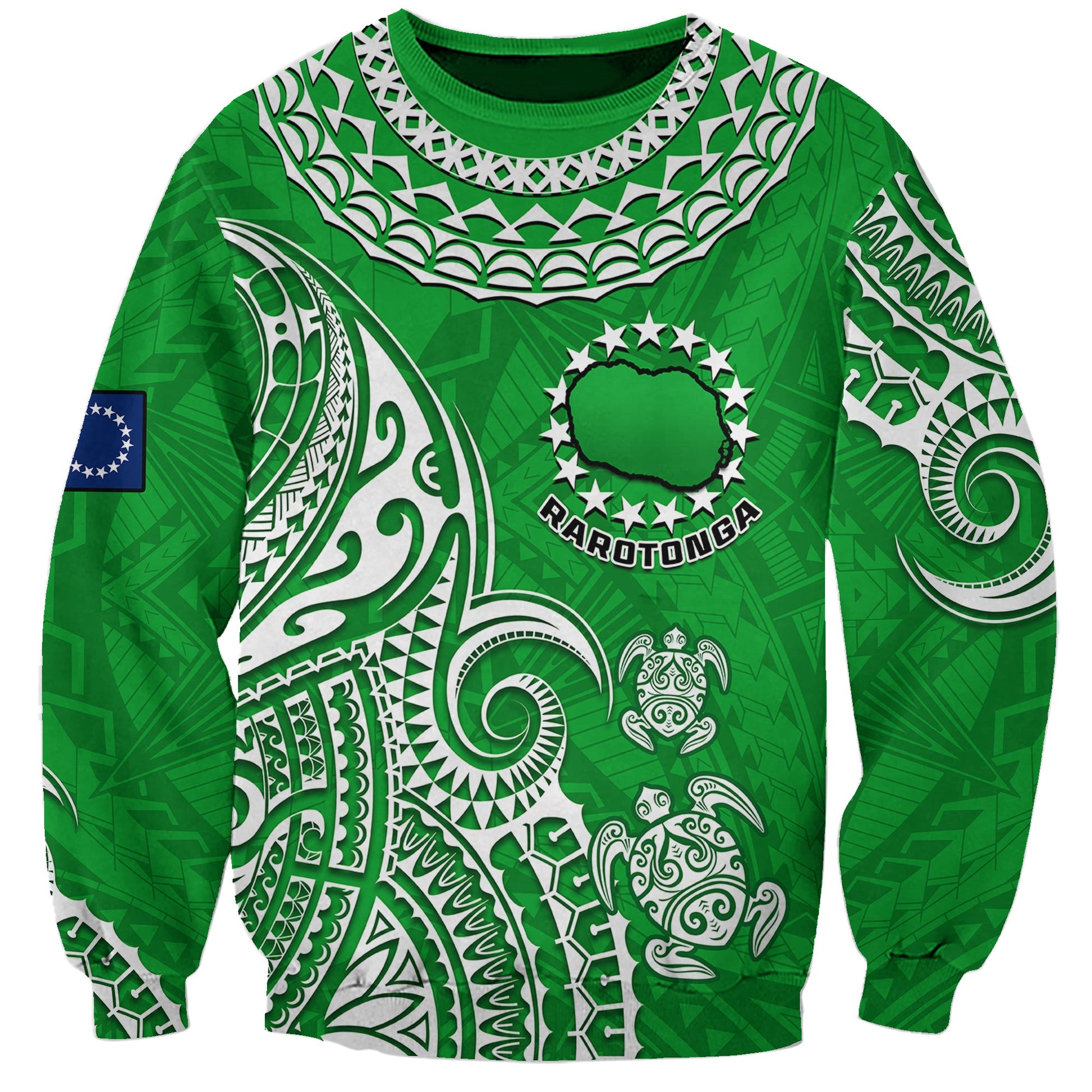 Rarotonga Cook Islands Polynesian Turtle Art Sweatshirt