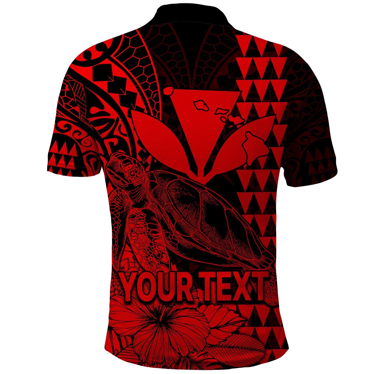 Custom Personalised Kakau Polynesian Tribal Hawaiian Turtle with Kanaka Maoli Red Polo Shirt