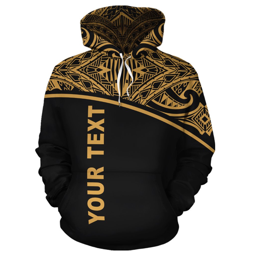 Custom Text Vanuatu Polynesian Personalised Custom Hoodie Gold Curve