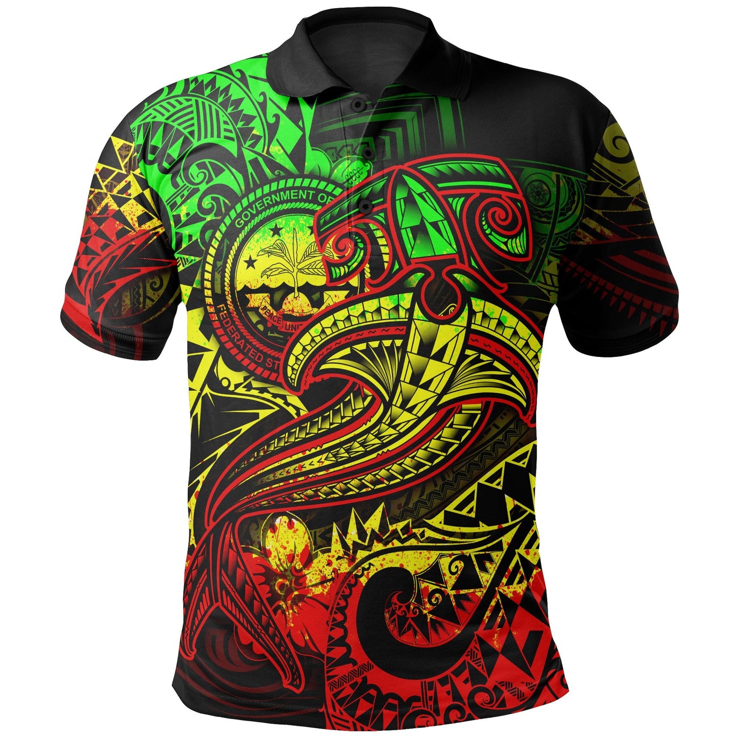 FSM Polo Shirt - Reggae Shark Polynesian Tattoo