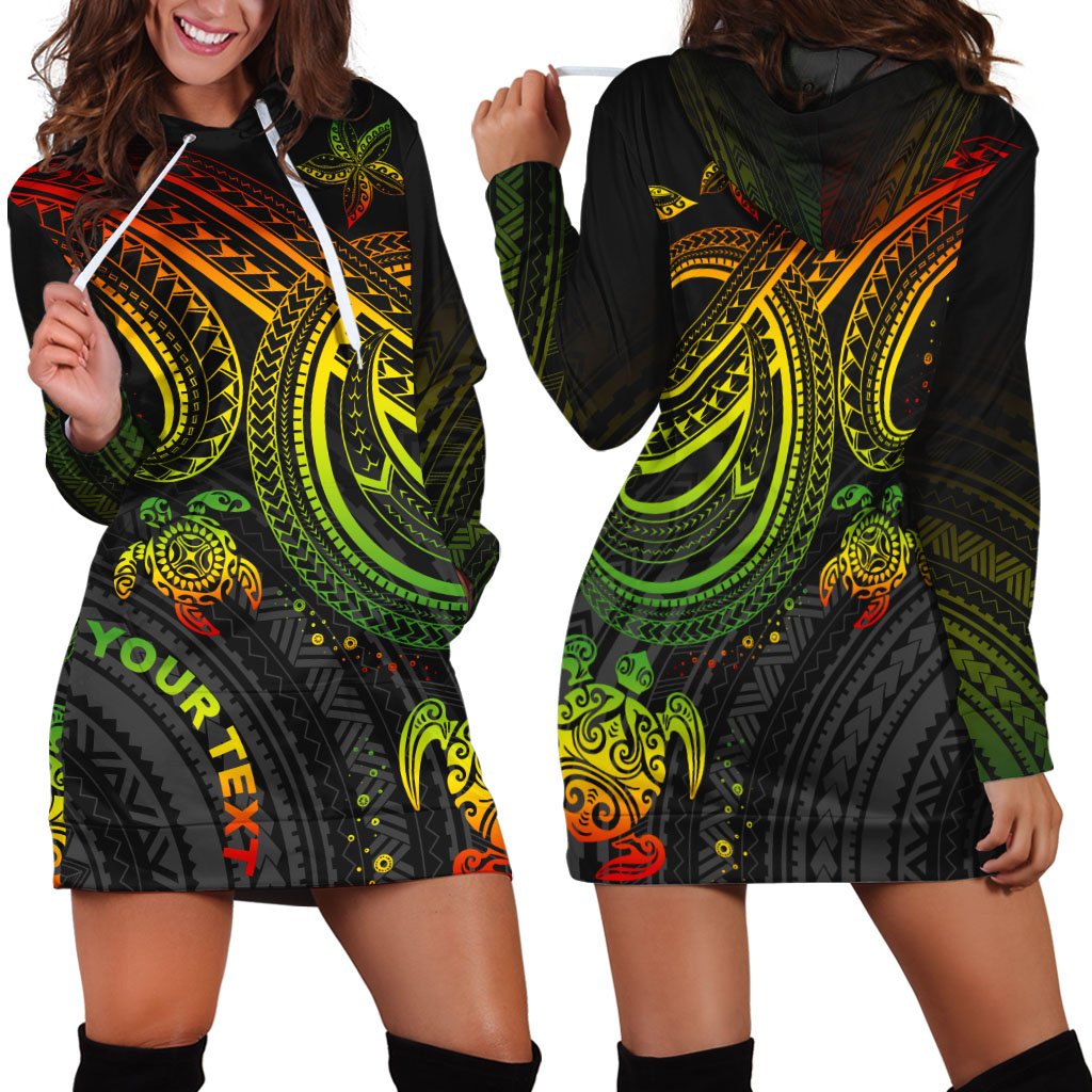 Polynesian Custom Personalised Women’s Hoodie Dress Reggae Turtle