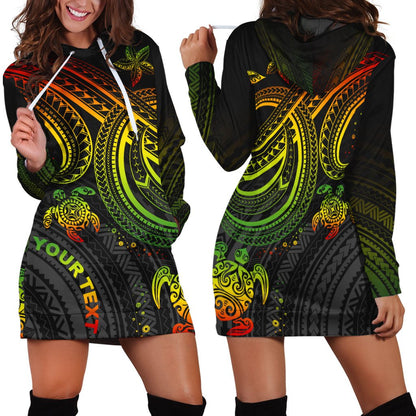 Polynesian Custom Personalised Women’s Hoodie Dress Reggae Turtle