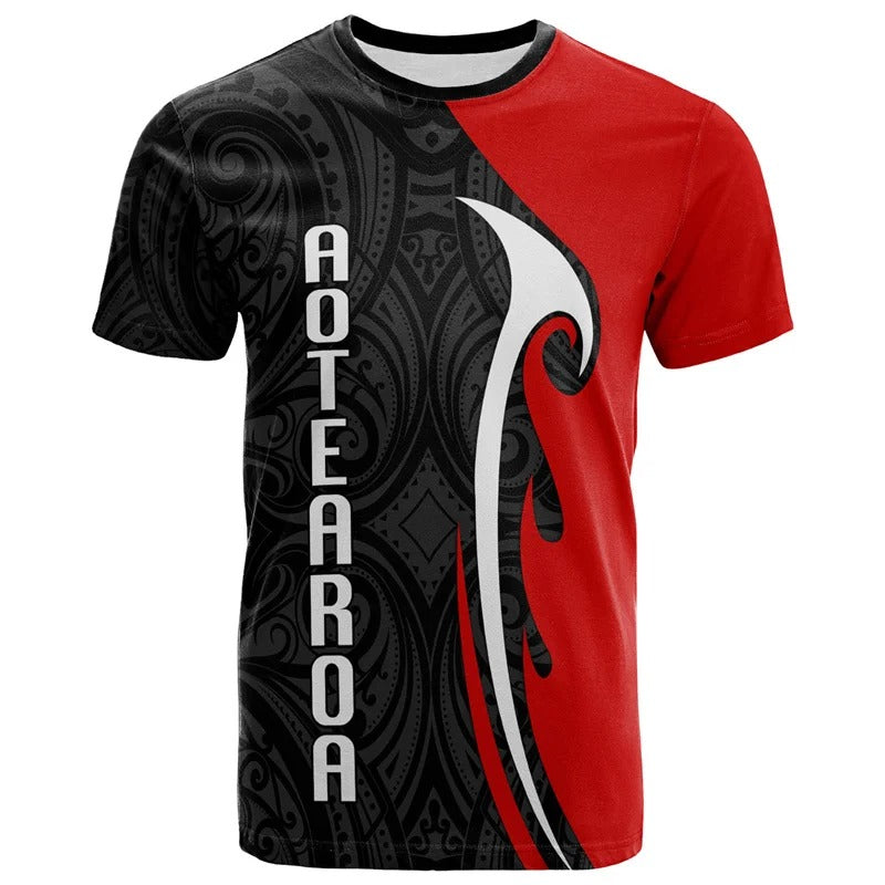 New Zealand Shirt Aotearoa Polynesian Pattern Symbols Tattoo Print T Shirt NZ Waitangi Day Tee