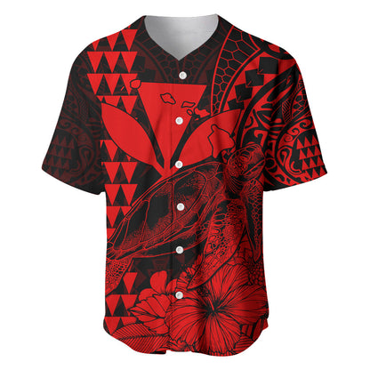 Kakau Polynesian Tribal Hawaiian Turtle with Kanaka Maoli Red Baseball Jersey