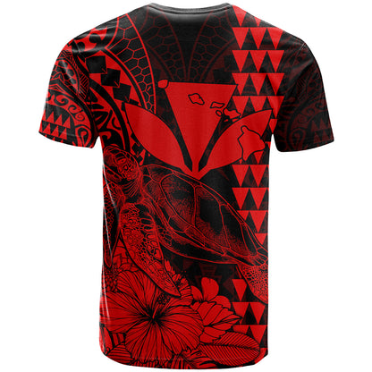 Kakau Polynesian Tribal Hawaiian Turtle With Kanaka Maoli Red T Shirt