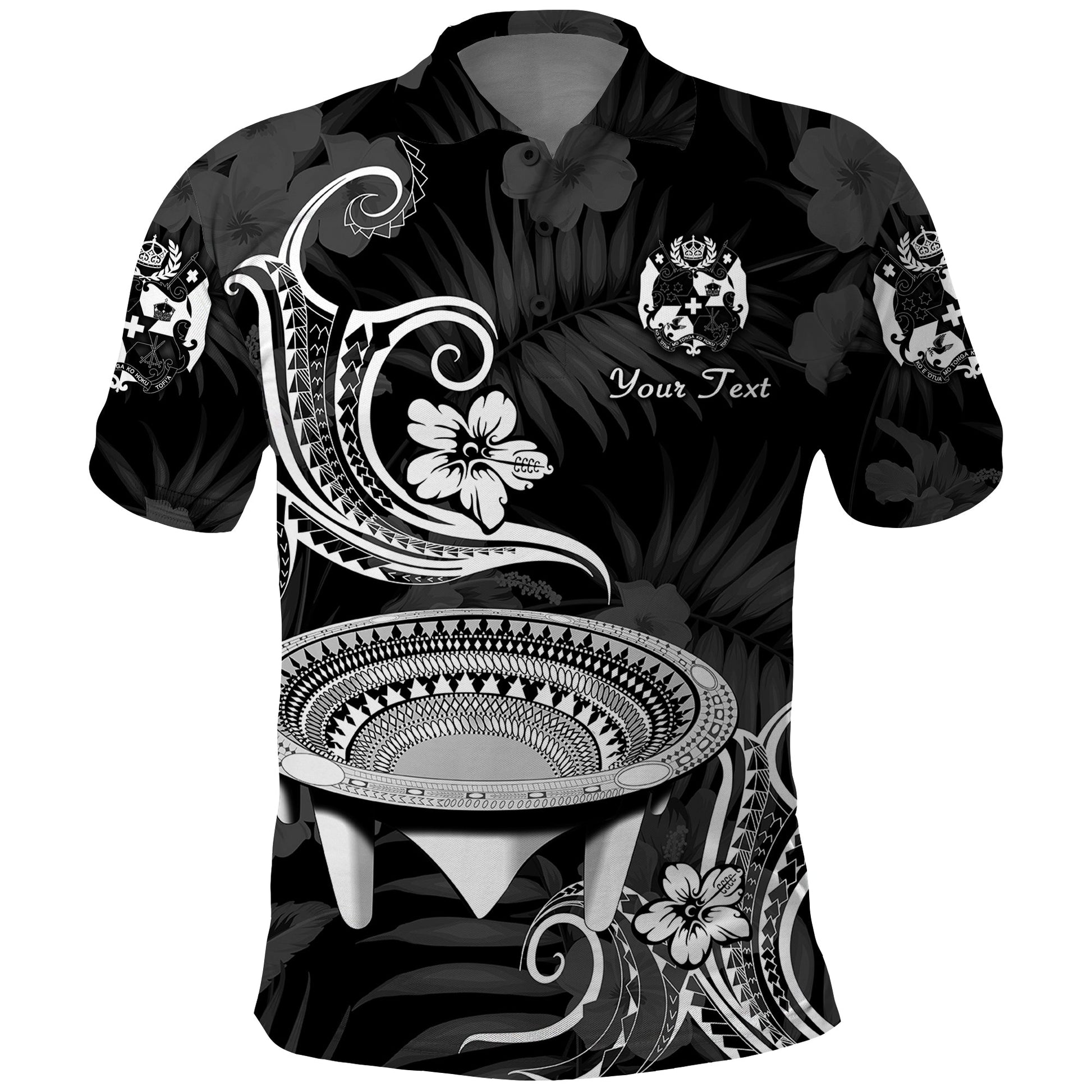 Custom Personalised Tonga Kumete Kava Bowl Sila Vibes - Black Polo Shirt