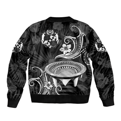(Custom Personalised) Tonga Kumete Kava Bowl Sila Vibes Black Bomber Jacket