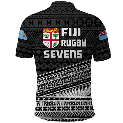 Fiji Sevens Rugby Fijian 7s Black Tapa Polynesian Art Polo Shirt
