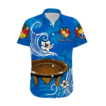 Custom Personalised Tonga Kumete Kava Bowl Sila Vibes - Blue Hawaiian Shirt