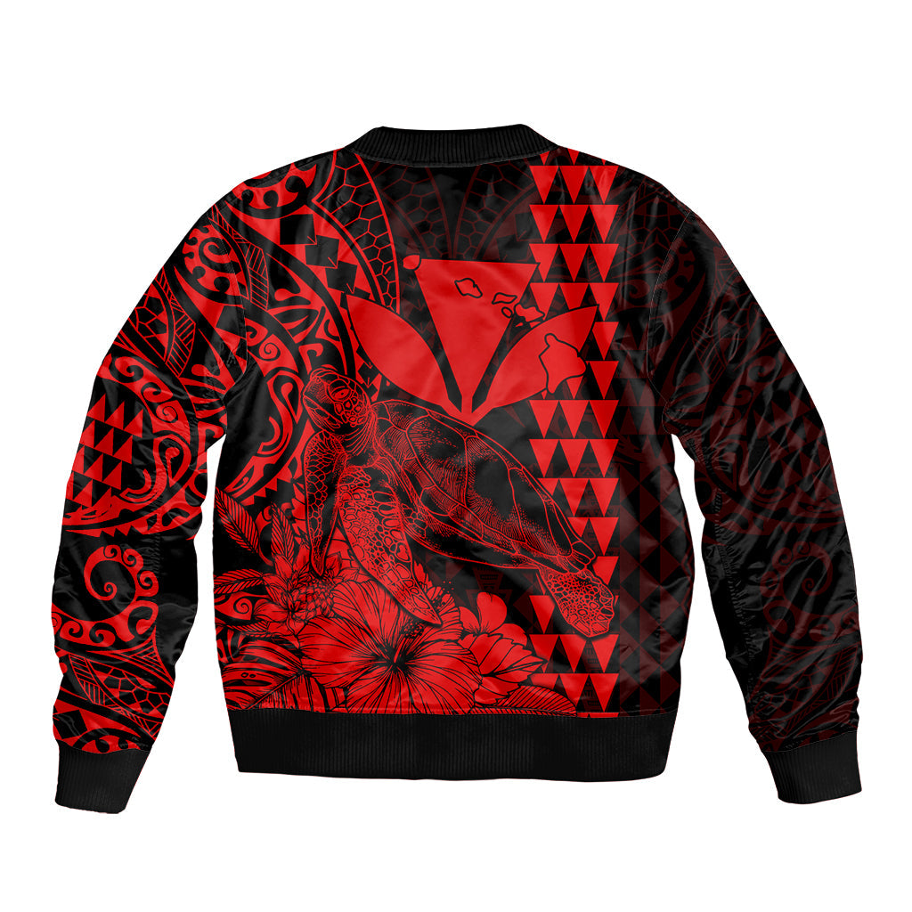 Kakau Polynesian Tribal Hawaiian Turtle with Kanaka Maoli Red Bomber Jacket