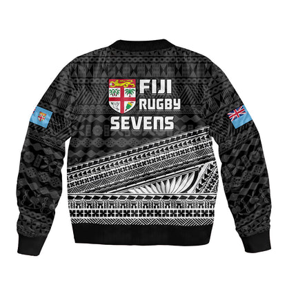 Fiji Sevens Rugby Fijian 7s Black Tapa Polynesian Art Bomber Jacket