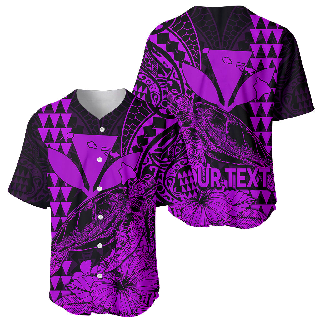 (Custom Personalised) Kakau Polynesian Tribal Hawaiian Turtle with Kanaka Maoli Purple Baseball Jersey