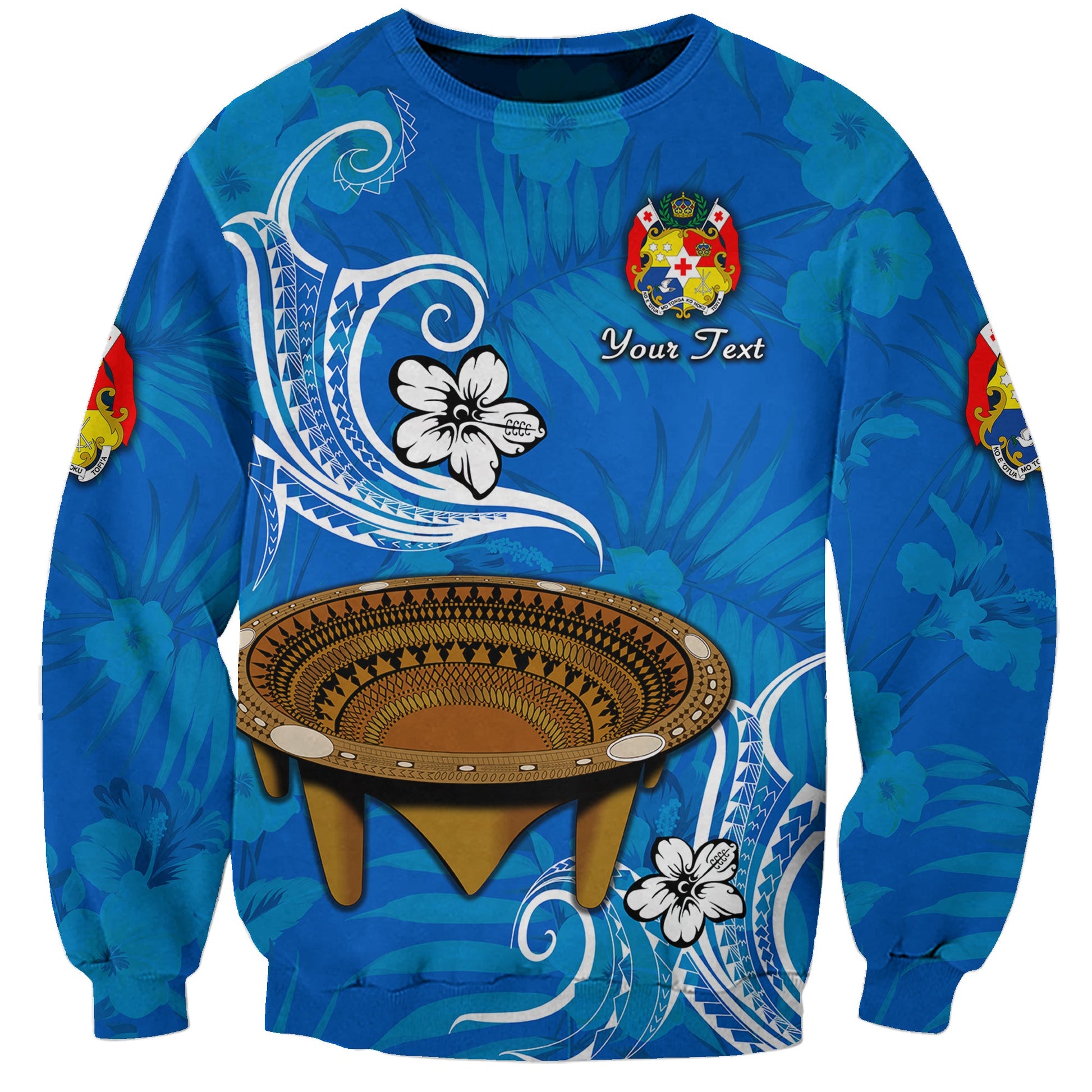 Custom Personalised Tonga Kumete Kava Bowl Sila Vibes Blue Sweatshirt