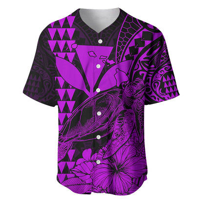 (Custom Personalised) Kakau Polynesian Tribal Hawaiian Turtle with Kanaka Maoli Purple Baseball Jersey