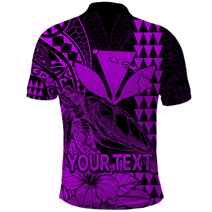 Custom Personalised Kakau Polynesian Tribal Hawaiian Turtle with Kanaka Maoli Purple Polo Shirt