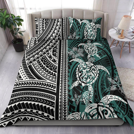 Polynesian Bedding Set Turtle With Ethnic Motives And Floral Elements