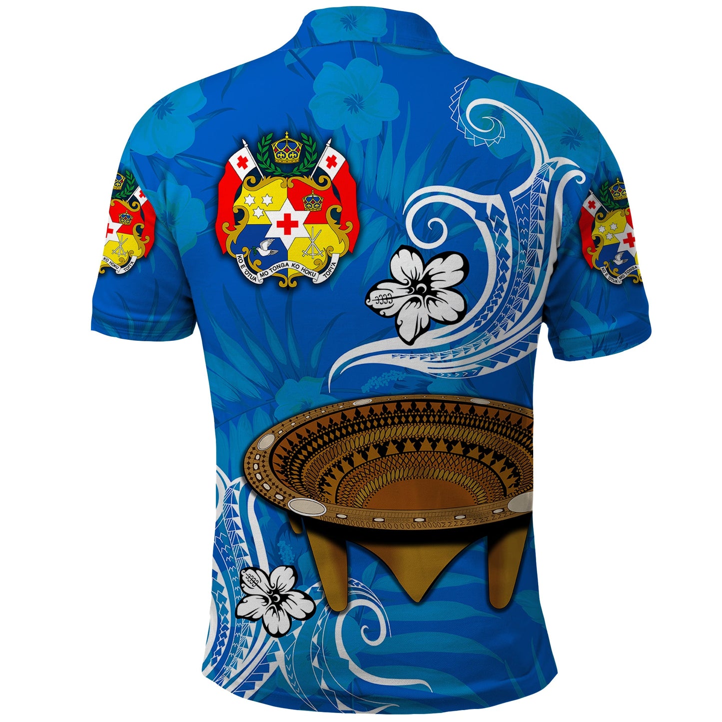 Custom Personalised Tonga Kumete Kava Bowl Sila Vibes - Blue Polo Shirt
