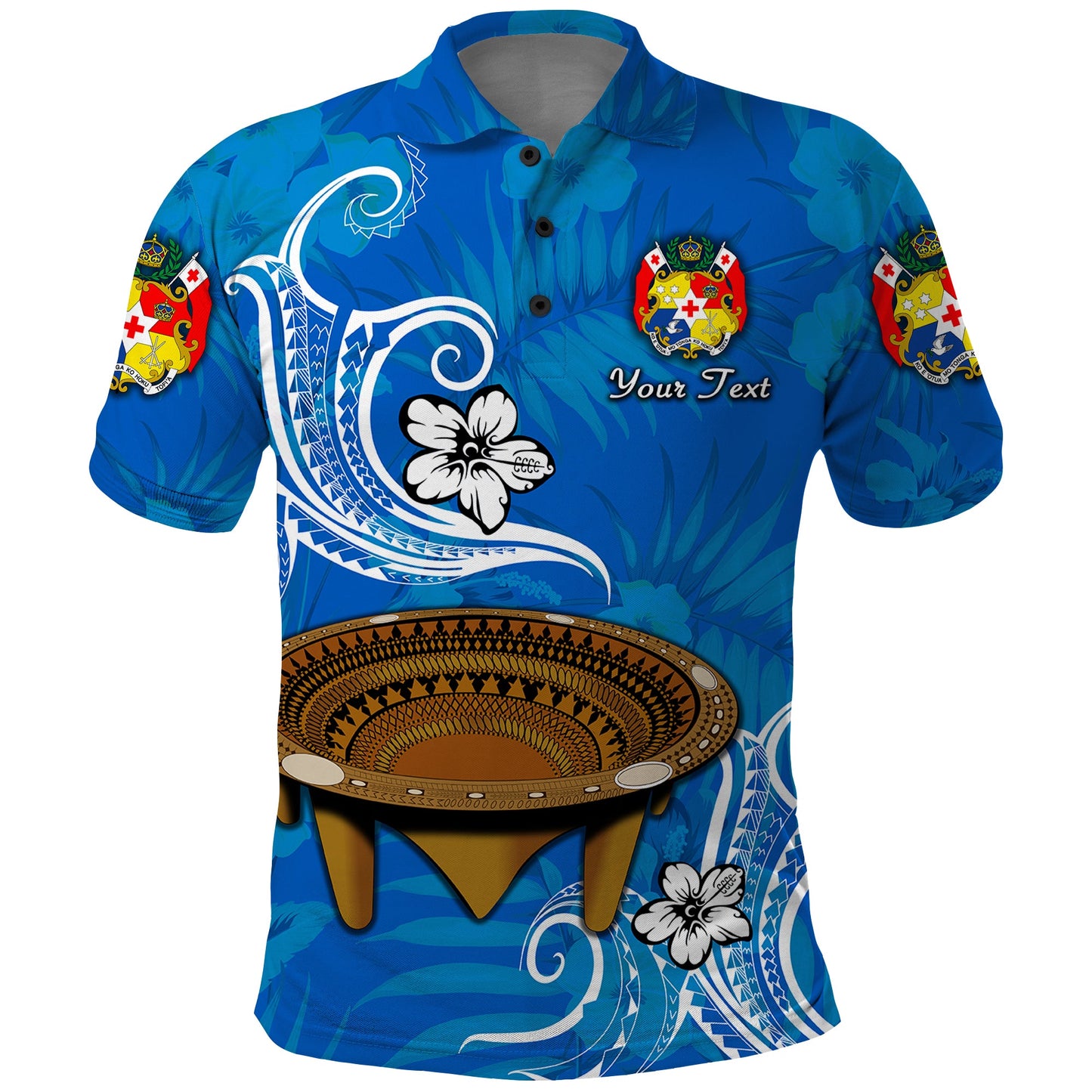 Custom Personalised Tonga Kumete Kava Bowl Sila Vibes - Blue Polo Shirt