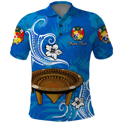 Custom Personalised Tonga Kumete Kava Bowl Sila Vibes - Blue Polo Shirt