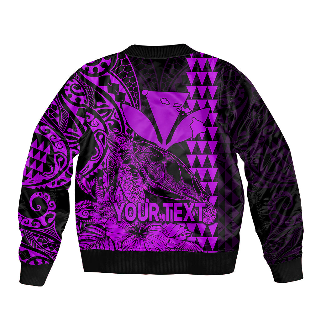 (Custom Personalised) Kakau Polynesian Tribal Hawaiian Turtle with Kanaka Maoli Purple Bomber Jacket