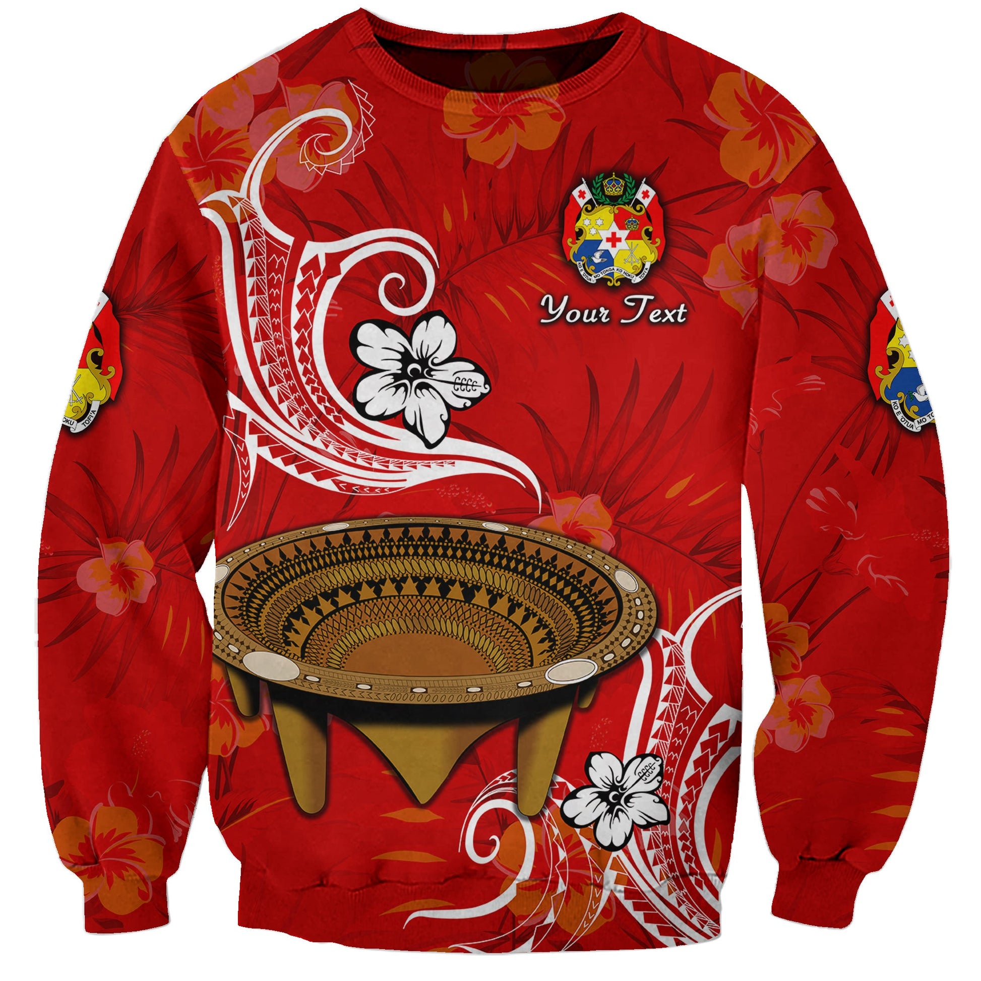 Custom Personalised Tonga Kumete Kava Bowl Sila Vibes Red Sweatshirt