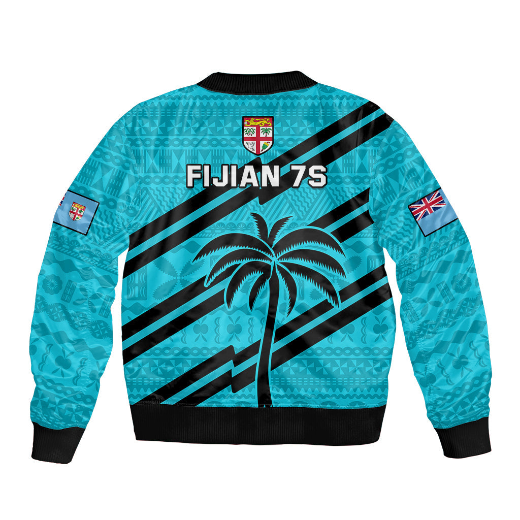Fiji Rugby Tapa Pattern Fijian 7s Cyan Bomber Jacket