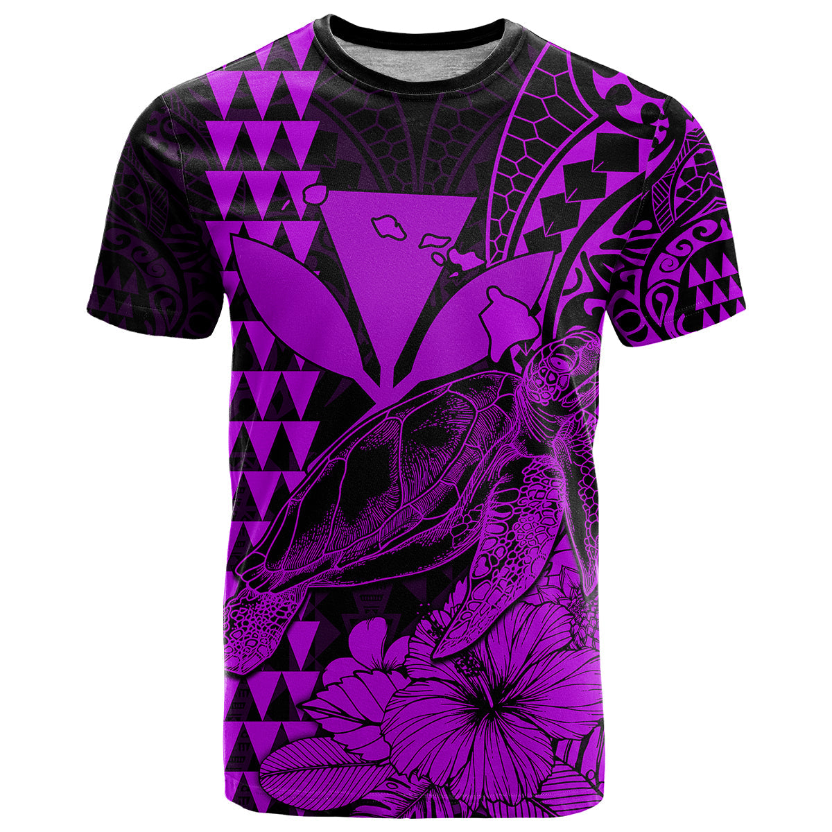 Kakau Polynesian Tribal Hawaiian Turtle With Kanaka Maoli Purple T Shirt