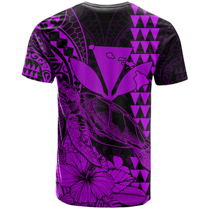 Kakau Polynesian Tribal Hawaiian Turtle With Kanaka Maoli Purple T Shirt