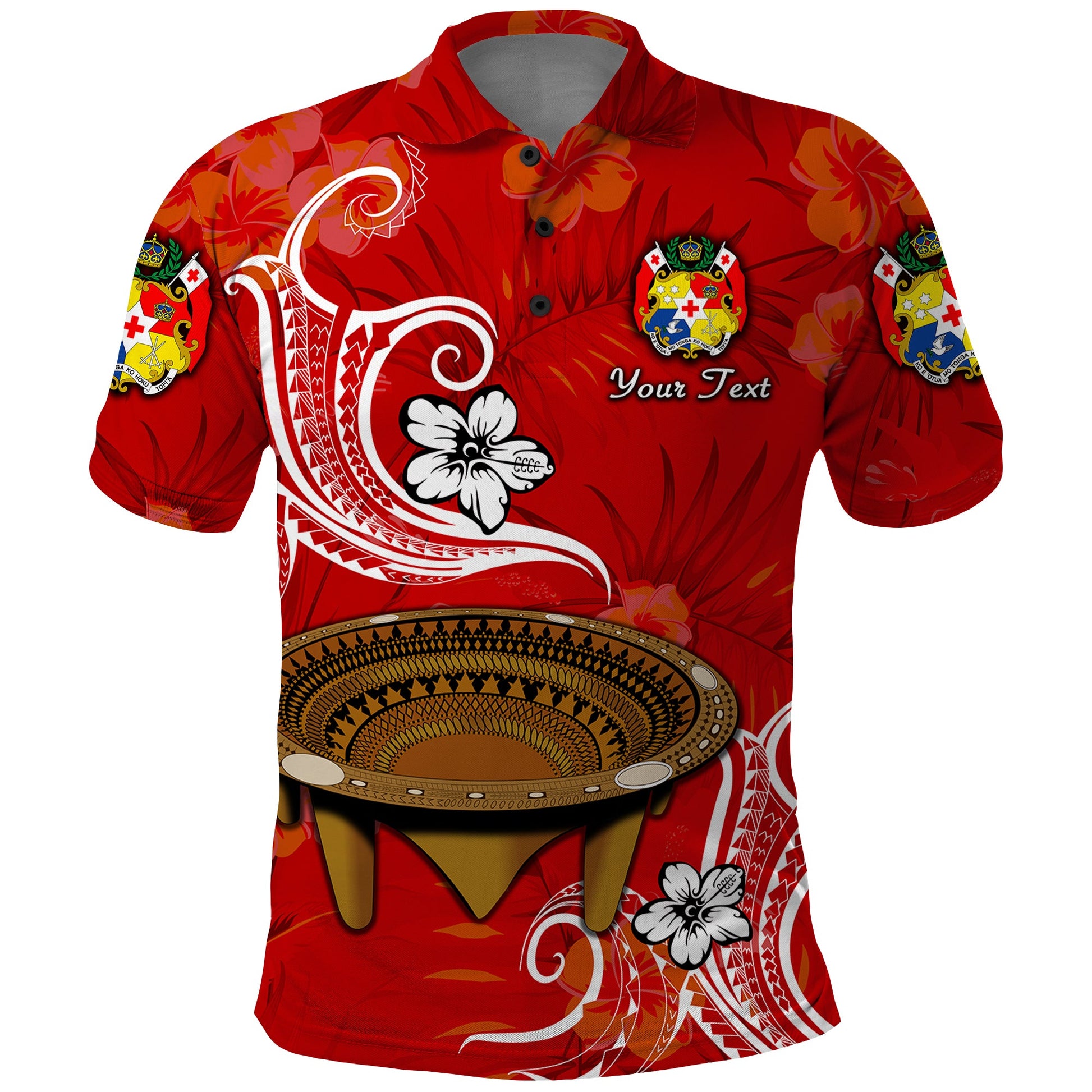 Custom Personalised Tonga Kumete Kava Bowl Sila Vibes - Red Polo Shirt