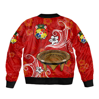 (Custom Personalised) Tonga Kumete Kava Bowl Sila Vibes Red Bomber Jacket