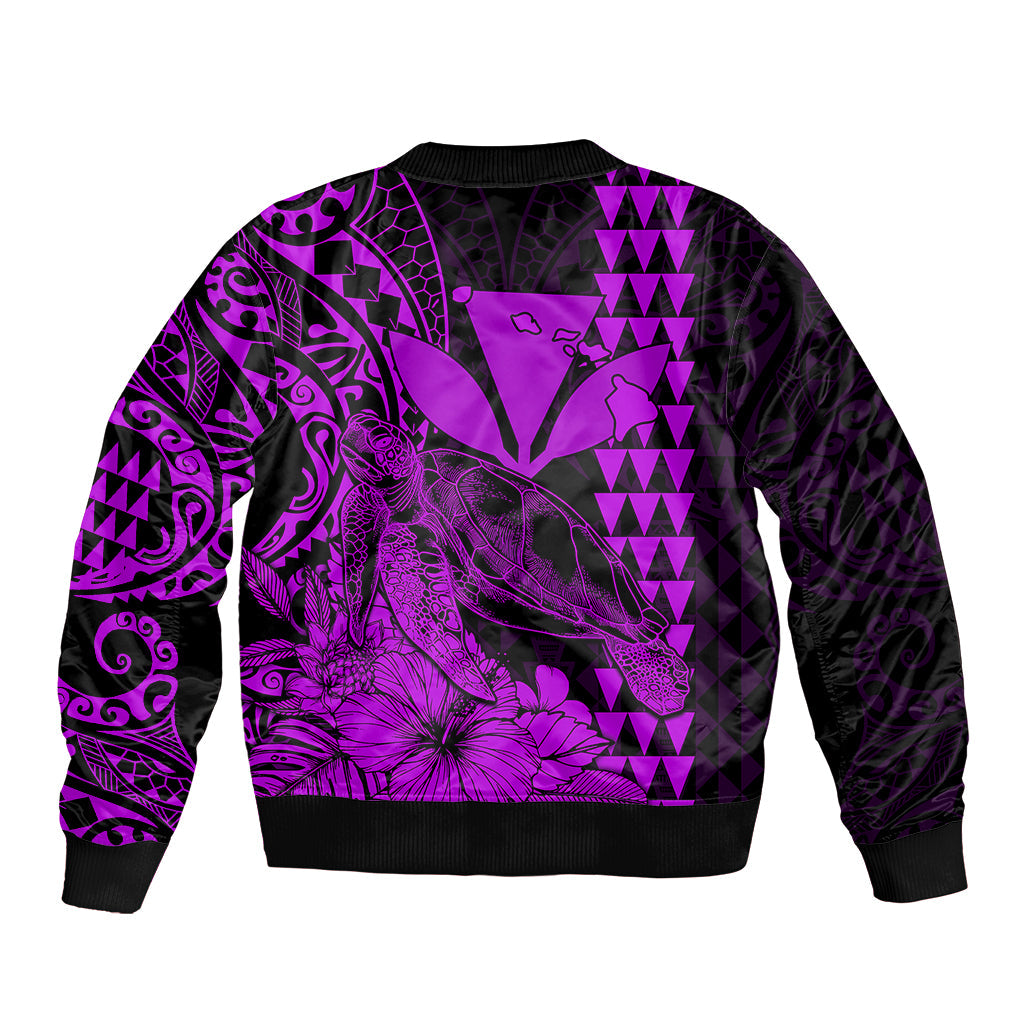 Kakau Polynesian Tribal Hawaiian Turtle with Kanaka Maoli Purple Bomber Jacket