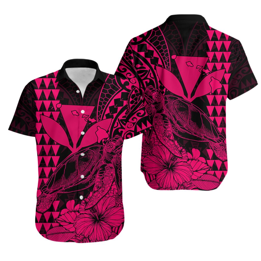 Kakau Polynesian Tribal Hawaiian Turtle with Kanaka Maoli Pink Hawaiian Shirt