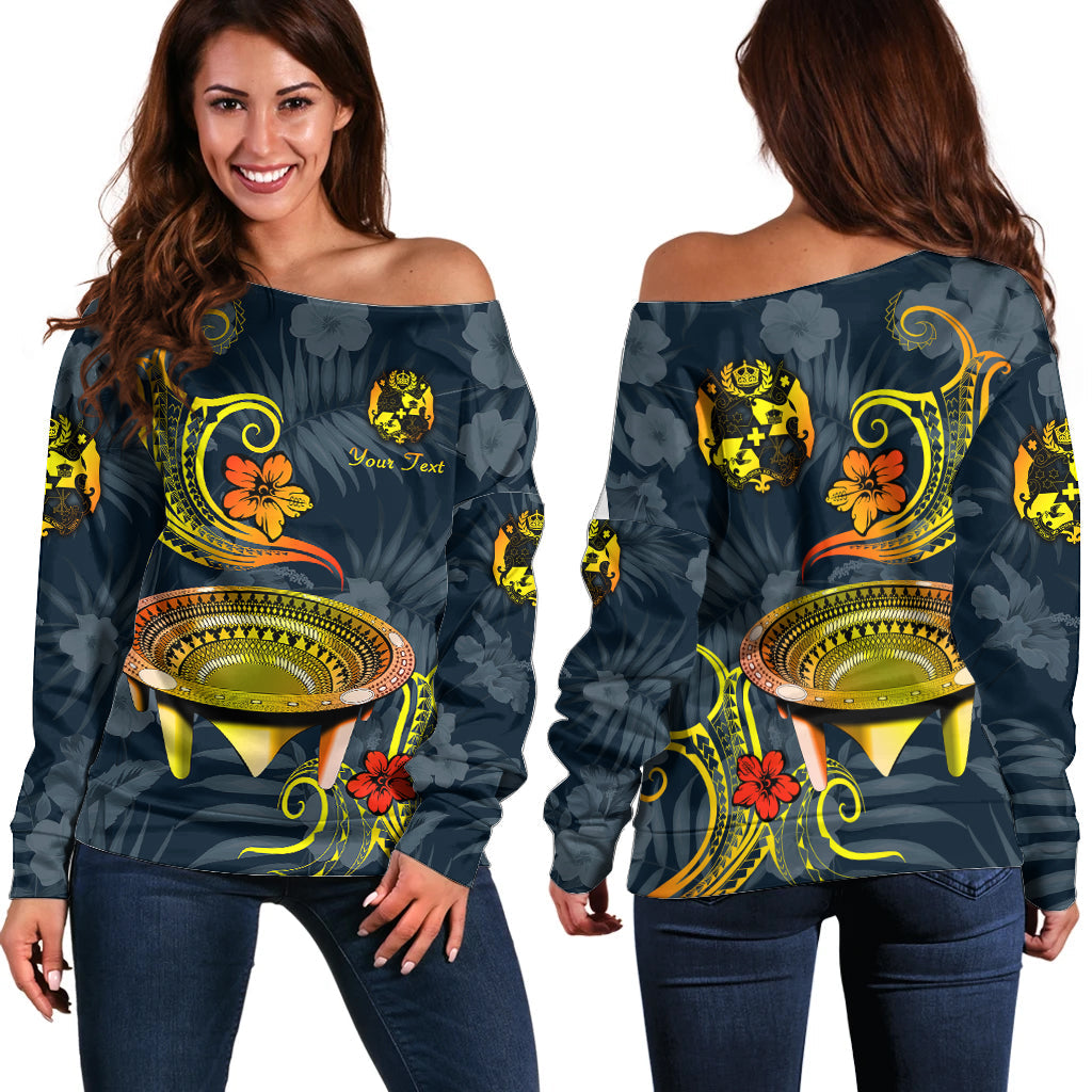 (Custom Personalised) Tonga Kumete Kava Bowl Sila Vibes Gradient Off Shoulder Sweater