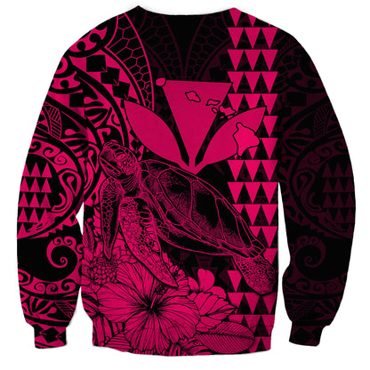 Kakau Polynesian Tribal Hawaiian Turtle with Kanaka Maoli Pink Sweatshirt